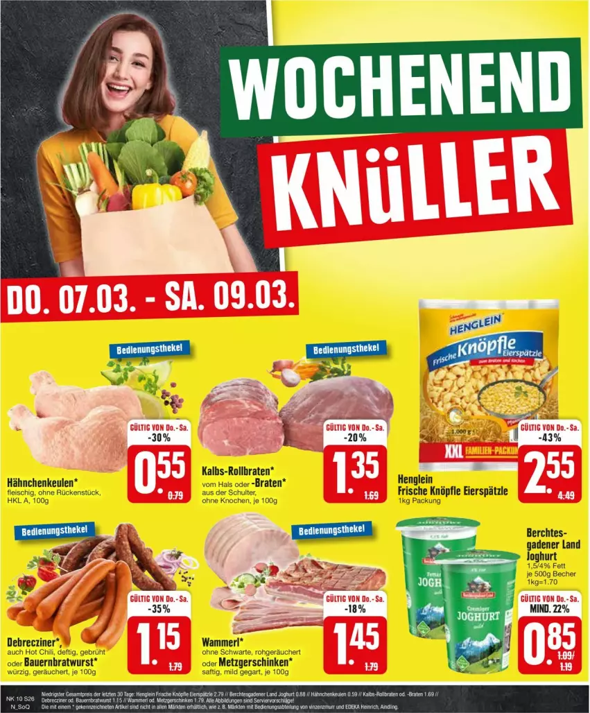 Aktueller Prospekt Edeka - Prospekte - von 04.03 bis 09.03.2024 - strona 26 - produkty: auer, Bau, Bauer, Becher, braten, chili, eier, eierspätzle, eis, fleisch, henglein, hot chili, joghur, joghurt, merl, rollbraten, saft, schinken, Ti, wurst