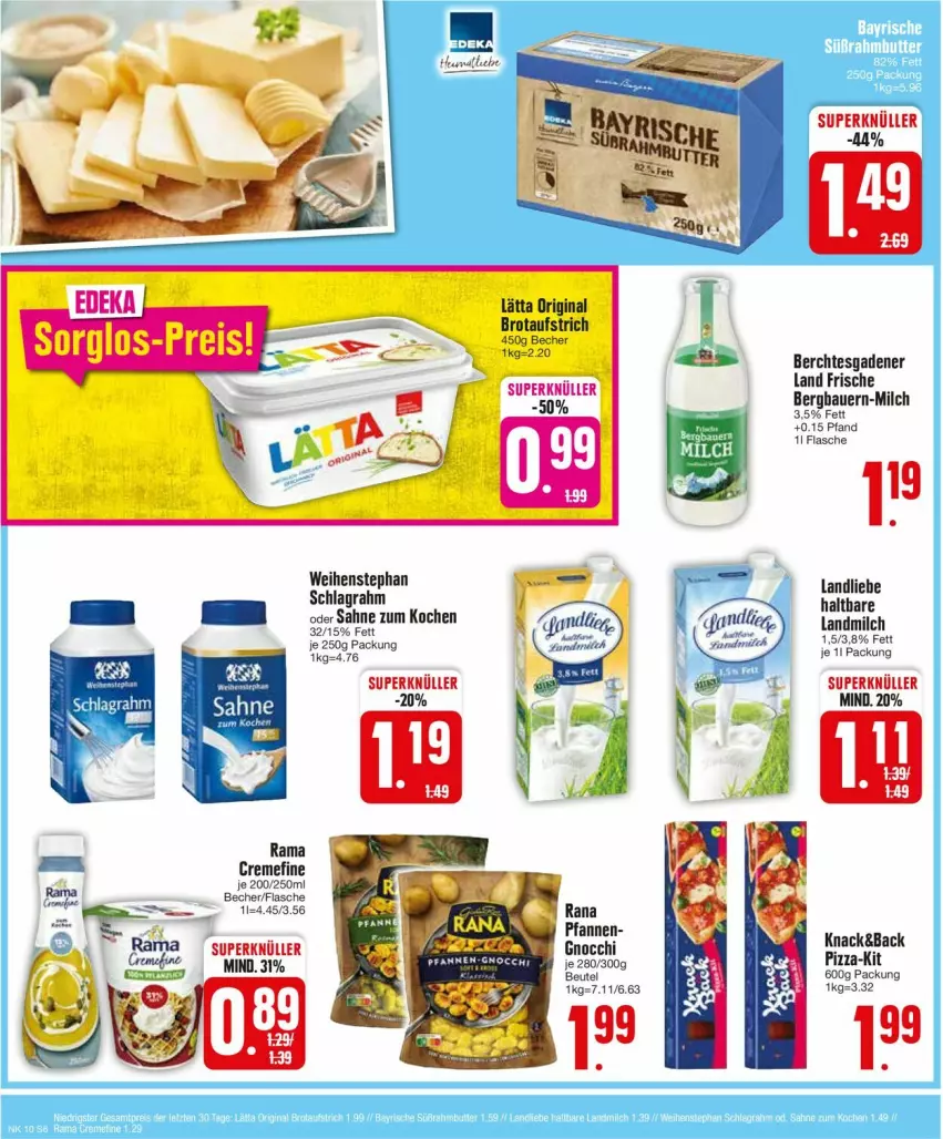 Aktueller Prospekt Edeka - Prospekte - von 04.03 bis 09.03.2024 - strona 6 - produkty: auer, aufstrich, Bau, Bauer, Becher, beutel, brot, brotaufstrich, creme, flasche, gin, gnocchi, landliebe, landmilch, lätta, milch, pfanne, pfannen, pizza, rama, Rana, sahne, schlagrahm, weihenstephan