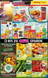 Gazetka promocyjna Norma - Norma - Gazetka - ważna od 17.06 do 17.06.2024 - strona 9 - produkty: aprikose, aprikosen, auer, Bau, Bauer, bio, bio-zitronen, Birnen, cocktail, eis, erde, erfrischungsgetränk, flasche, fleisch, frucht, früchte, getränk, Gewächshaus, gin, gurke, gurken, karamell, kühlregal, LG, mac, Meister, milch, mit frucht, obst, Obst und Gemüse, pelmeni, pflaume, pute, regal, reis, rind, rindfleisch, rispentomaten, salami, Schal, Schale, schoko, schokolade, schwein, schweine, Spezi, Ti, tiefpreis, tomate, tomaten, und gemüse, waldmeister, wein, weine, wurst, zitrone, zitronen