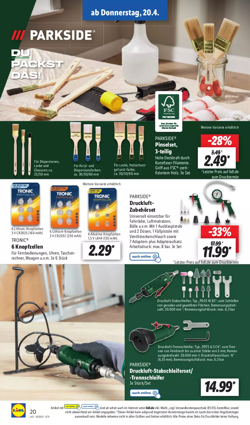 Aktueller Prospekt Lidl - Aktionsprospekt - von 17.04 bis 22.04.2023 - strona 24 - produkty: adapter, angebot, dell, eis, elle, ente, fernbedienung, Holz, holzschutz, kraft, lack, Lacke, luftmatratze, matratze, matratzen, Mode, ndk, Parkside, Pinsel, Pinselset, reis, Ria, Schal, Schale, schlauch, Tasche, taschen, Ti, uhr, usb, Waage, ZTE