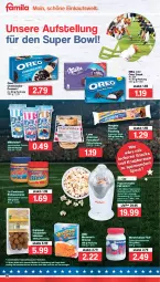 Gazetka promocyjna Famila - Prospekte - Gazetka - ważna od 12.02 do 12.02.2022 - strona 14 - produkty: Becher, cheesecake, comtess, creme, dell, dessert, eis, elle, erdnuss, frikadellen, henglein, mac, mars, milka, nuss, oreo, pizza, Pizzateig, popcorn, reis, Schal, Schale, Schaumzucker, shake, snack, teller, Ti, zucker