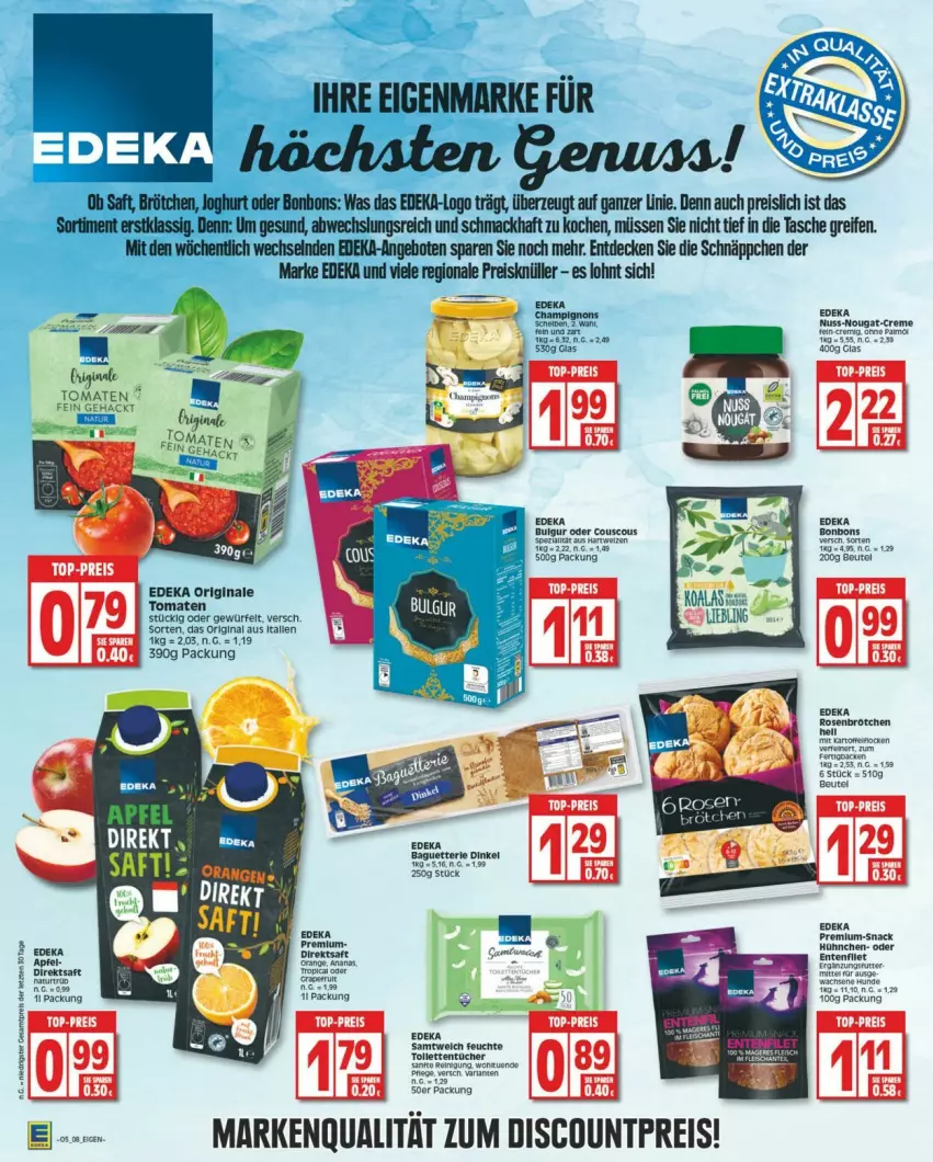 Aktueller Prospekt Edeka - Prospekte - von 27.01 bis 03.02.2024 - strona 8 - produkty: angebot, angebote, bonbons, brötchen, bulgur, couscous, creme, decke, deka, discount, eis, ente, gin, hartweizen, joghur, joghurt, LG, mac, natur, reifen, reis, saft, schnäppchen, snack, Spezi, Tasche, Ti, tomate, tomaten, varta