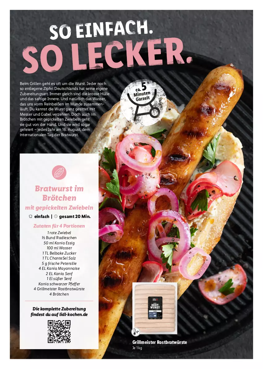 Aktueller Prospekt Lidl - Grillen - von 11.04 bis 23.09.2023 - strona 12 - produkty: bratwurst, brötchen, eier, eis, essig, gabel, grill, mayonnaise, Meister, messer, petersilie, pfeffer, radieschen, Rote Zwiebel, saft, salz, senf, Ti, wasser, wurst, Yo, zucker, zwiebel, zwiebeln