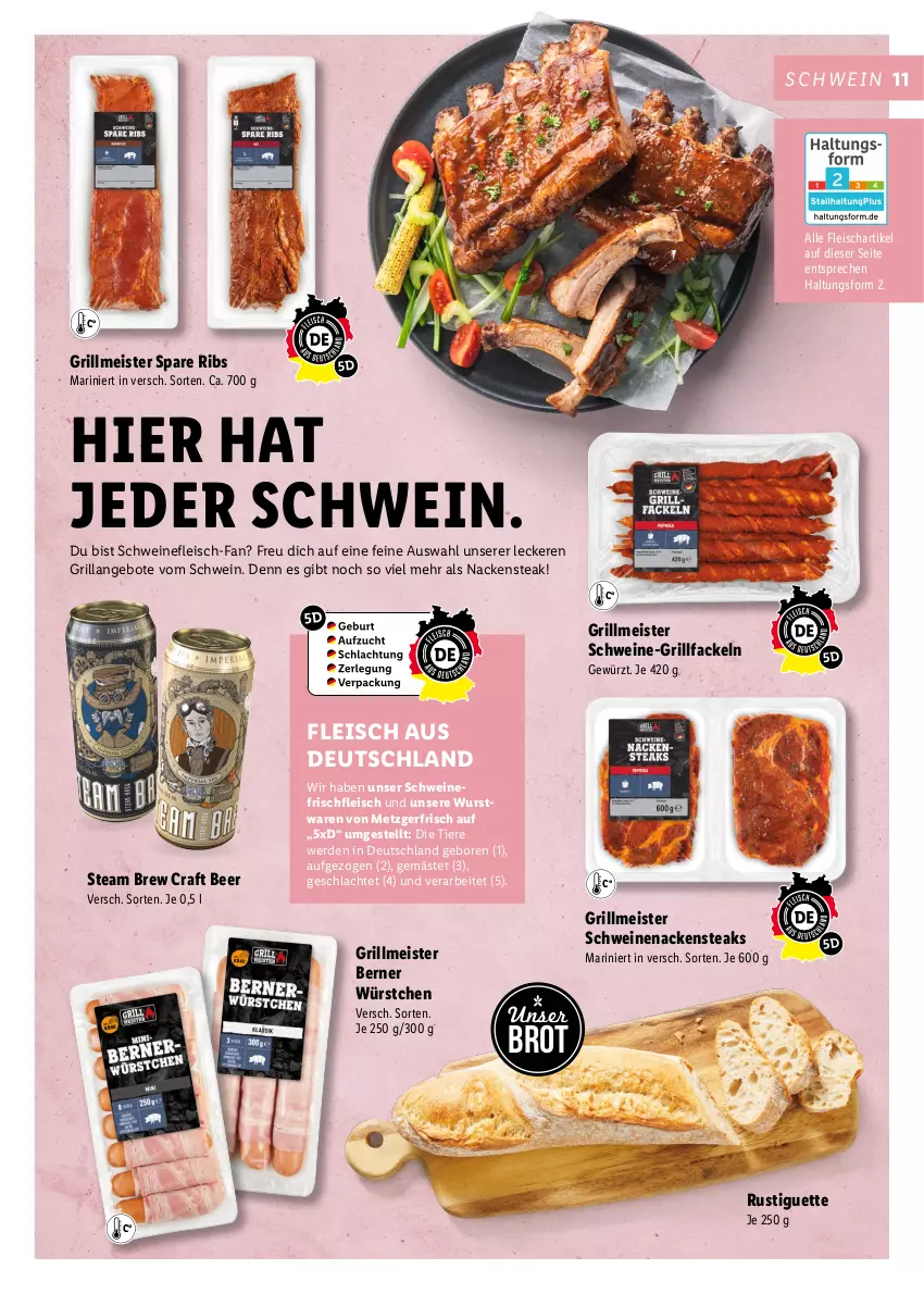 Aktueller Prospekt Lidl - Grillen - von 11.04 bis 23.09.2023 - strona 13 - produkty: angebot, angebote, brot, eis, erde, fleisch, gewürz, grill, grillfackeln, Meister, Nackensteak, nackensteaks, schwein, schweine, schweinefleisch, schweinenacken, spare ribs, steak, steaks, Ti, Tiere, wein, weine, wurst, würstchen