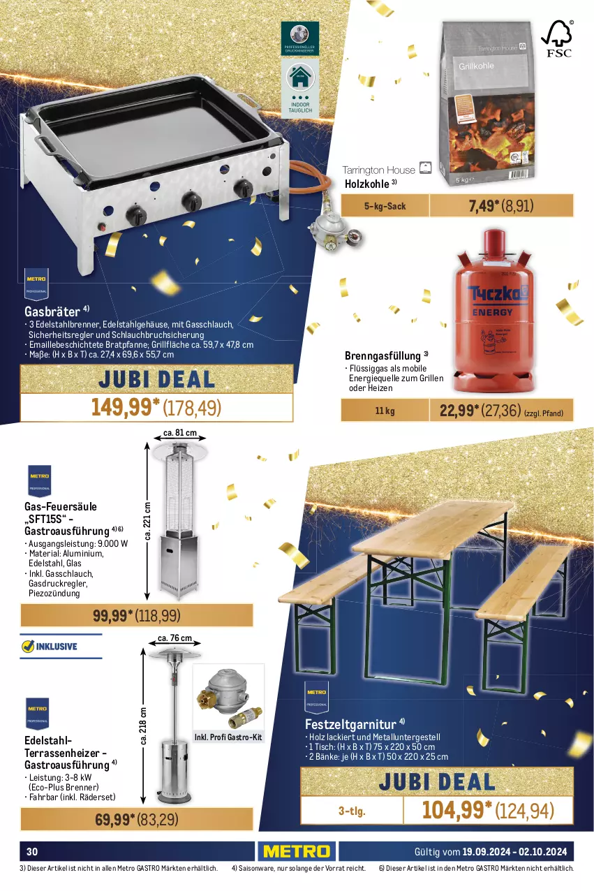 Aktueller Prospekt Metro - GastroJournal - von 19.09 bis 02.10.2024 - strona 30 - produkty: aufbewahrungsbox, batterie, batterien, Behälter, bratpfanne, din a4, edelstahl, eis, elle, garnitur, Gasbräter, grill, grillfläche, Holz, holzkohle, Kugel, kugelschreiber, lack, lebensmittel, LG, maille, Metro, metro gastro, office, pfanne, Ria, sac, schlauch, Ti, tisch, tragegriff, Zelt