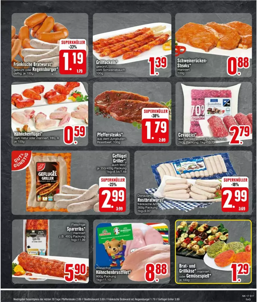 Aktueller Prospekt Edeka - Prospekte - von 22.04 bis 27.04.2024 - strona 17 - produkty: eis, fleisch, grill, Grillkäse, jungbullen, Käse, spareribs, Ti