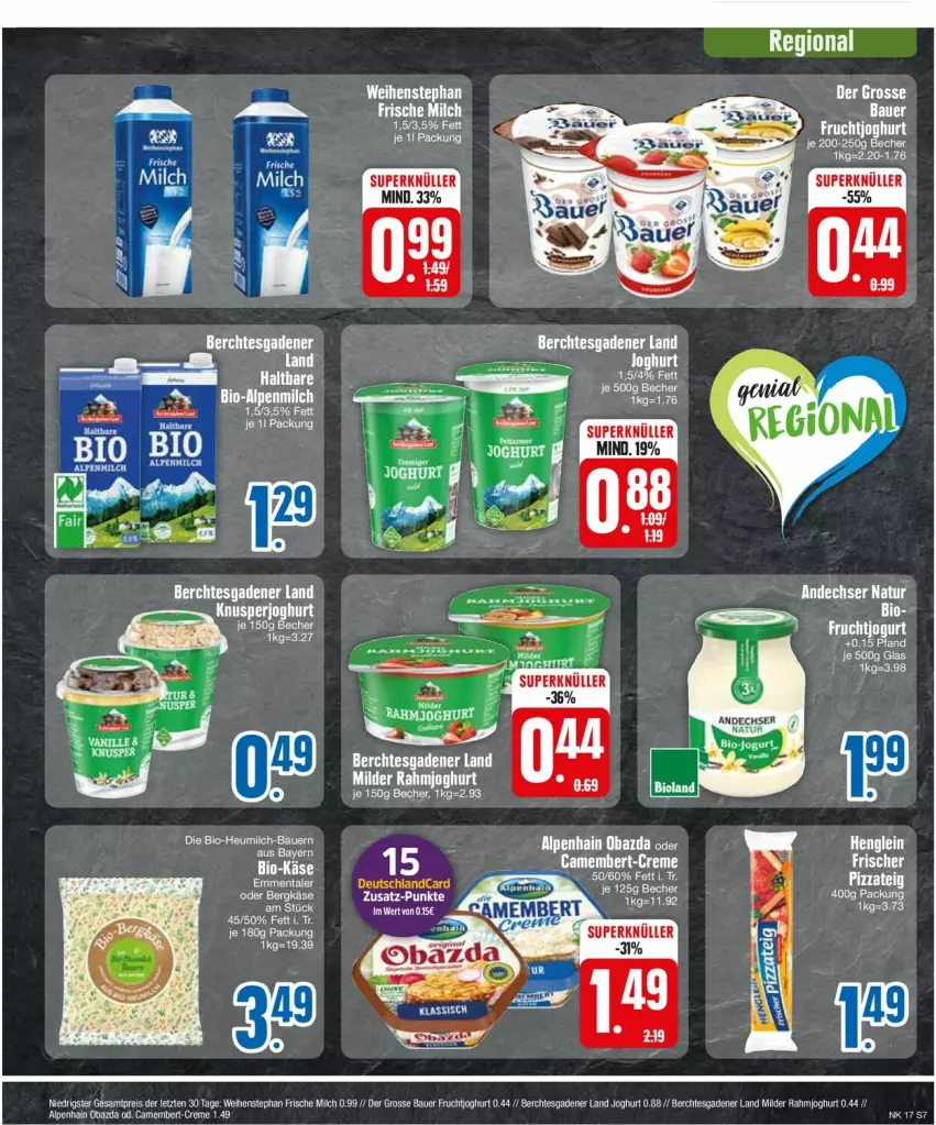 Aktueller Prospekt Edeka - Prospekte - von 22.04 bis 27.04.2024 - strona 7 - produkty: Alpenhain, auer, Bau, Bauer, Becher, bio, Bio-Käse, eis, emmentaler, frische milch, frucht, fruchtjoghurt, Heu, heumilch, joghur, joghurt, Käse, milch, obazda, rahmjoghurt, reis, weihenstephan, ZTE