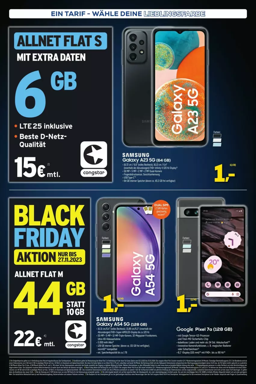 Aktueller Prospekt Euronics - Prospekte - von 27.11 bis 02.12.2023 - strona 6 - produkty: allnet flat, congstar, Draht, Samsung, samsung galaxy, Samsung Galaxy A, tee, Ti