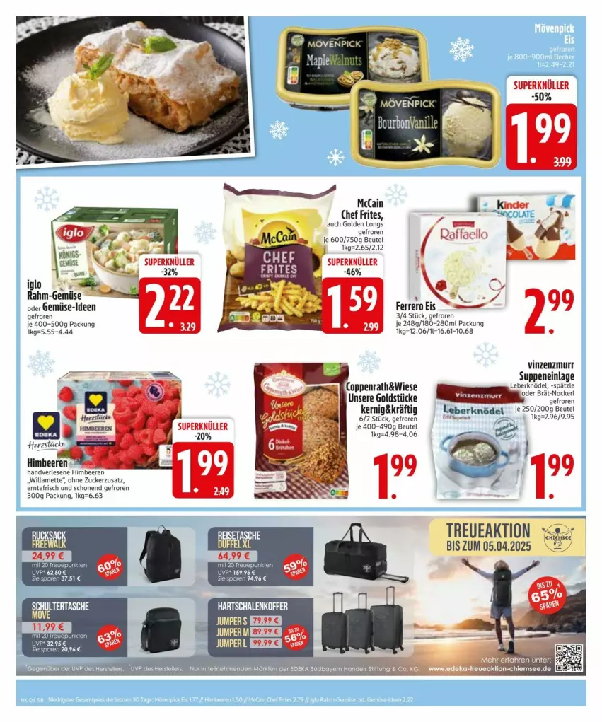 Aktueller Prospekt Edeka - Prospekte - von 13.01 bis 20.01.2025 - strona 10 - produkty: beere, beeren, beutel, eis, ferrero, Golden Longs, himbeer, himbeere, himbeeren, Knödel, korn, Leberknödel, mccain, Mett, rahm-gemüse, suppe, suppen, Ti, zucker