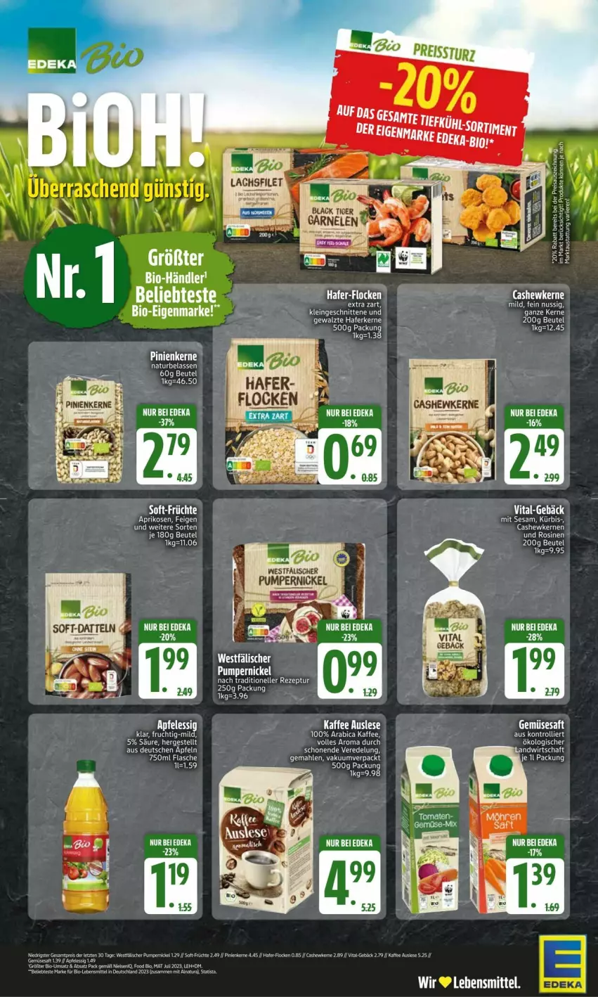 Aktueller Prospekt Edeka - Prospekte - von 13.01 bis 20.01.2025 - strona 2 - produkty: beutel, bio, Cashew, cashewkerne, deka, eier, flasche, frucht, kaffee, lebensmittel, natur, nuss, Pumpernickel, tee, Ti, trolli