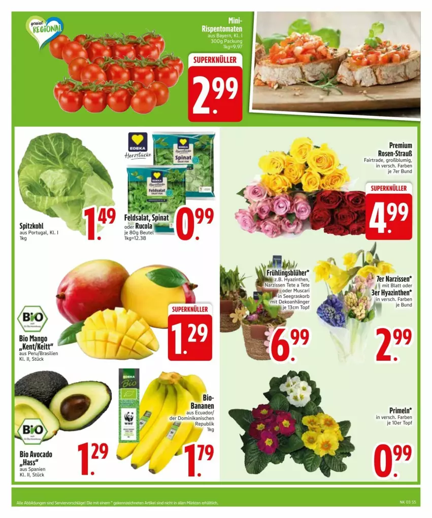 Aktueller Prospekt Edeka - Prospekte - von 13.01 bis 20.01.2025 - strona 7 - produkty: Anhänger, avocado, bio, feldsalat, korb, Narzissen, Primeln, rosen, salat, topf