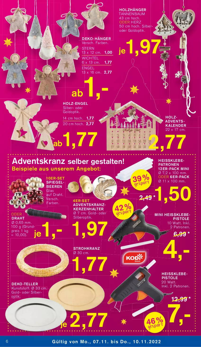 Aktueller Prospekt Kodi - Prospekte - von 05.11 bis 10.11.2022 - strona 6 - produkty: Adventskranz, angebot, Bau, beere, beeren, Draht, eis, elle, Engel, Holz, kerze, Kerzenhalter, Kranz, reis, spiegel, Spiegelbeeren, Spiele, Strohkranz, Tannenbaum, teller, Ti, Wichtel