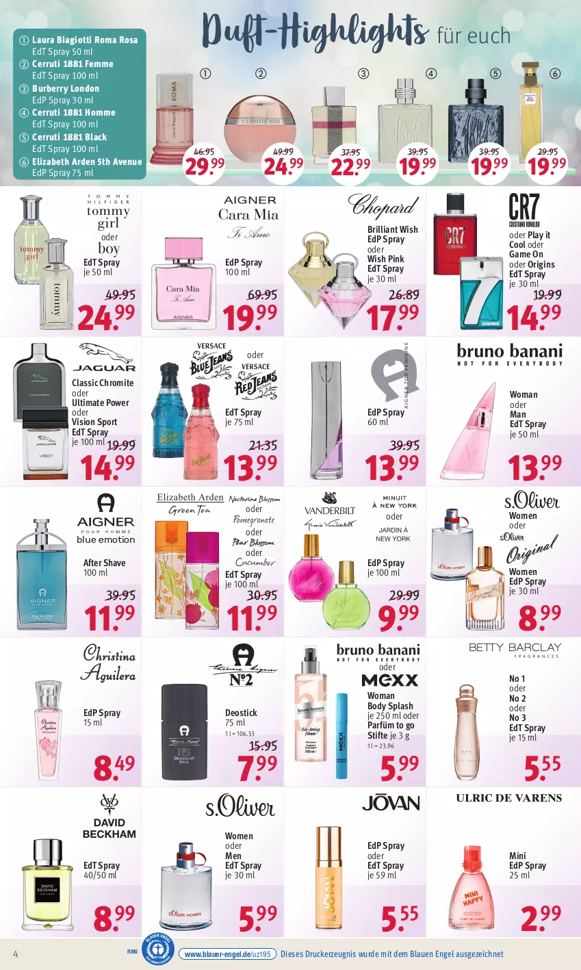 Aktueller Prospekt Rossmann - Prospekte - von 04.07 bis 08.07.2022 - strona 4 - produkty: after shave, auer, body, Burberry, cerruti 1881, deo, Deostick, drucker, edp spray, edt spray, Elizabeth Arden, Engel, gin, kerze, lack, laura biagiotti, Sport, stifte, Ti