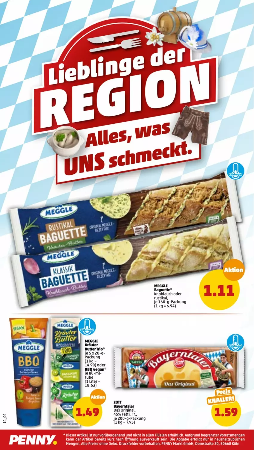 Aktueller Prospekt Penny - Prospekte - von 18.07 bis 23.07.2022 - strona 14 - produkty: baguette, butter, eis, gin, knoblauch, kräuter, meggle, reis, tee, Ti, zott, ZTE