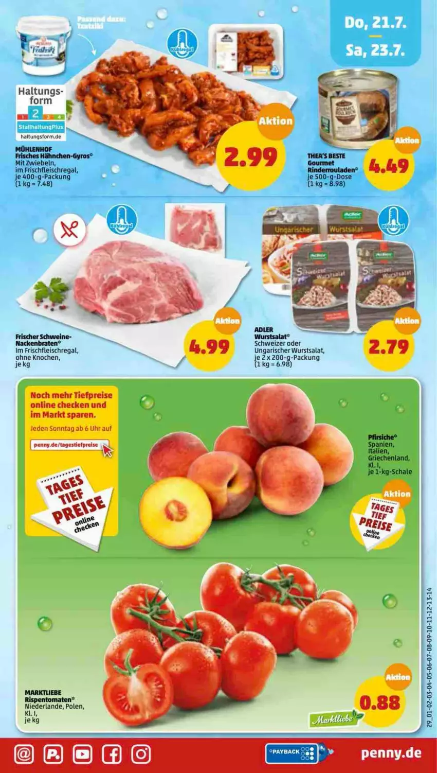 Aktueller Prospekt Penny - Prospekte - von 18.07 bis 23.07.2022 - strona 29 - produkty: braten, eis, fleisch, regal, reis, rispentomaten, salat, Schal, Schale, schwein, schweine, Ti, tiefpreis, tomate, tomaten, uhr, wein, weine, wurst