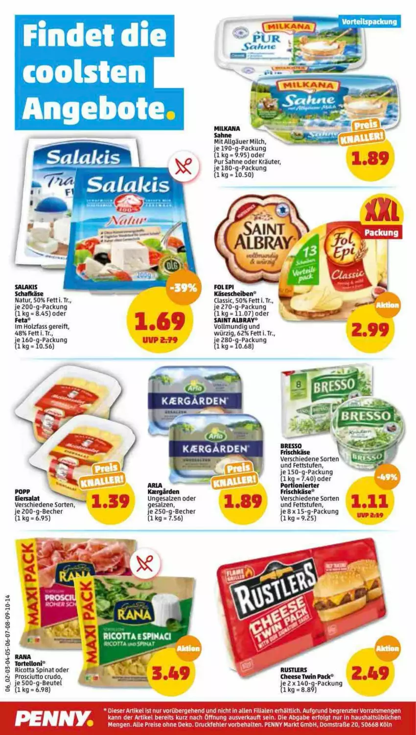 Aktueller Prospekt Penny - Prospekte - von 18.07 bis 23.07.2022 - strona 6 - produkty: aeg, albray, arla, Becher, beutel, bresso, eier, eiersalat, eis, feta, frischkäse, Holz, Jura, Käse, käsescheiben, kräuter, LG, milch, natur, oder kräuter, Popp, prosciutto, prosciutto crudo, reis, Ria, ricotta, sahne, saint albray, salat, salz, spinat, Ti, torte, tortelloni