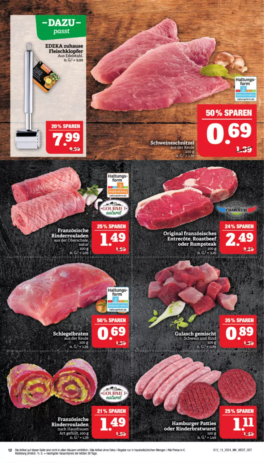 Aktueller Prospekt Marktkauf - Prospekt - von 24.03 bis 30.03.2024 - strona 12 - produkty: beef, beurer, bratwurst, burger, deka, edelstahl, eis, fleisch, gin, gulasch, hamburger, natur, oder rumpsteak, reis, rel, rind, rinder, Rinderbratwurst, Rinderroulade, rinderrouladen, roastbeef, rouladen, rum, rumpsteak, Schal, Schale, steak, Ti, wurst