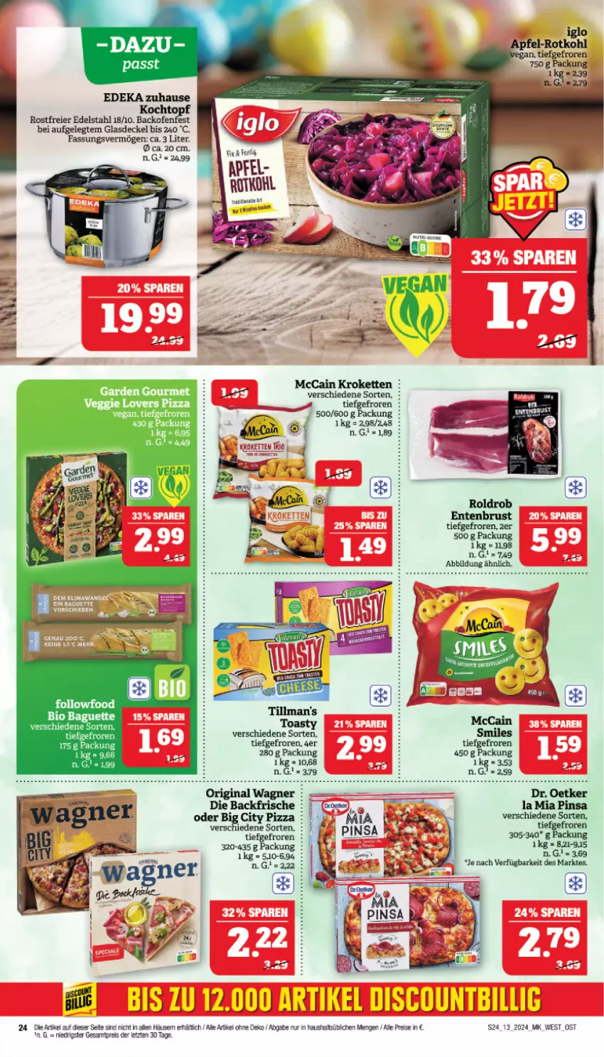 Aktueller Prospekt Marktkauf - Prospekt - von 24.03 bis 30.03.2024 - strona 24 - produkty: baguette, bett, bio, decke, Deckel, deka, Dr. Oetker, edelstahl, eier, eis, ente, Entenbrust, gin, Glasdeckel, Kette, Kochtopf, Kroketten, mccain, original wagner, reis, Ti, topf, wagner, ZTE