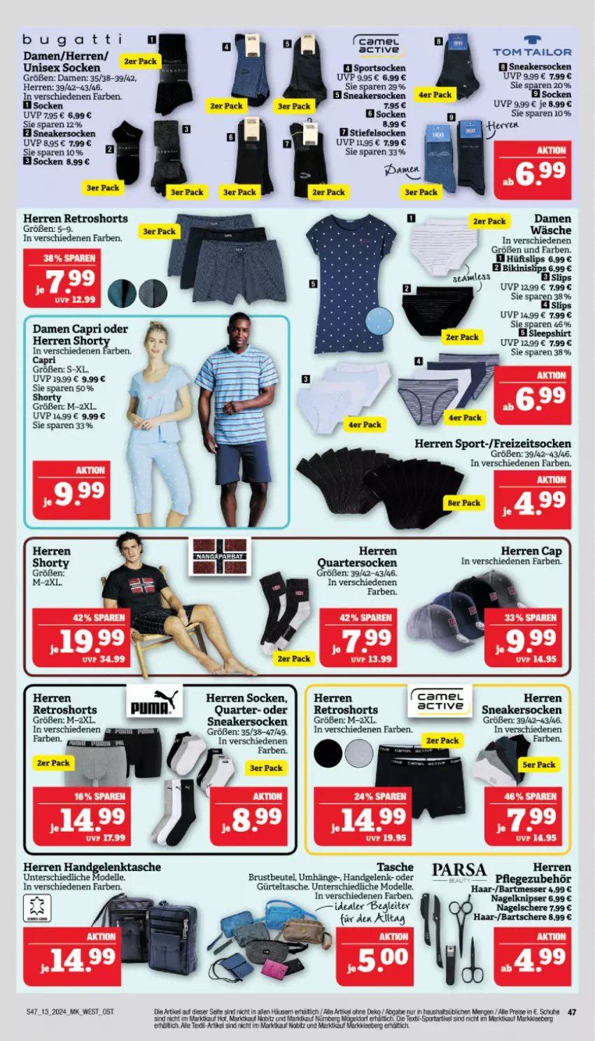 Aktueller Prospekt Marktkauf - Prospekt - von 24.03 bis 30.03.2024 - strona 47 - produkty: arlo, beutel, Cap, dell, eis, elle, Freizeitsocken, gürteltasche, Mode, reis, retroshorts, sac, schuhe, shorts, shorty, slip, slips, sneaker, sneakersocken, socken, Sport, sportsocken, Tasche, Ti