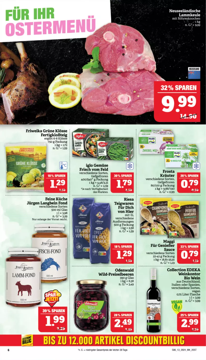 Aktueller Prospekt Marktkauf - Prospekt - von 24.03 bis 30.03.2024 - strona 6 - produkty: beere, beeren, bio, deka, eis, fisch, flasche, frosta, iglo, kräuter, küche, lamm, lammkeule, maggi, odenwald, reis, sauce, Ti, wein, Wild, ZTE