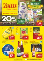 Gazetka promocyjna Netto Marken-Discount - Filial-Angebote - Gazetka - ważna od 20.08 do 20.08.2022 - strona 1 - produkty: angebot, banane, bananen, bestpreis, bier, bio, chiquita, dallmayr, ecco, eis, filet, filets, fisch, frucht, fruchtsecco, hasseröder, jacobs, Jacobs Meisterröstung, Jubiläums, kaffee, Käse, käsescheiben, kerrygold, Meister, meisterröstung, milch, ndk, pils, premium pils, Reibekäse, reis, rotkäppchen, sekt, thunfisch, thunfisch filets, Ti, versandkostenfrei, vollmilch, ZTE