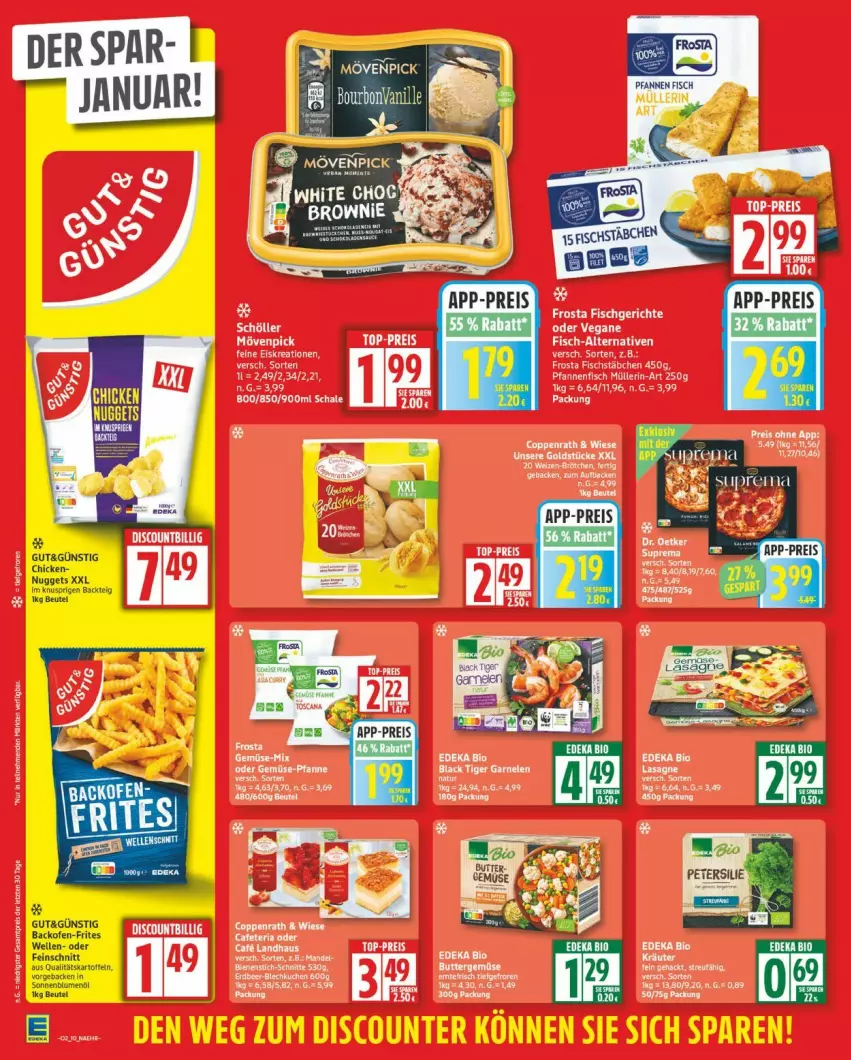 Aktueller Prospekt Edeka - Prospekte - von 05.01 bis 10.01.2026 - strona 10 - produkty: backofen, beutel, blume, blumen, blumenöl, eis, elle, fisch, fischstäbchen, frosta, geback, kartoffel, kartoffeln, mandel, mövenpick, Müller, nuggets, Ofen, pfanne, pfannen, reis, sonnenblume, sonnenblumen, sonnenblumenöl, Ti, top-preis