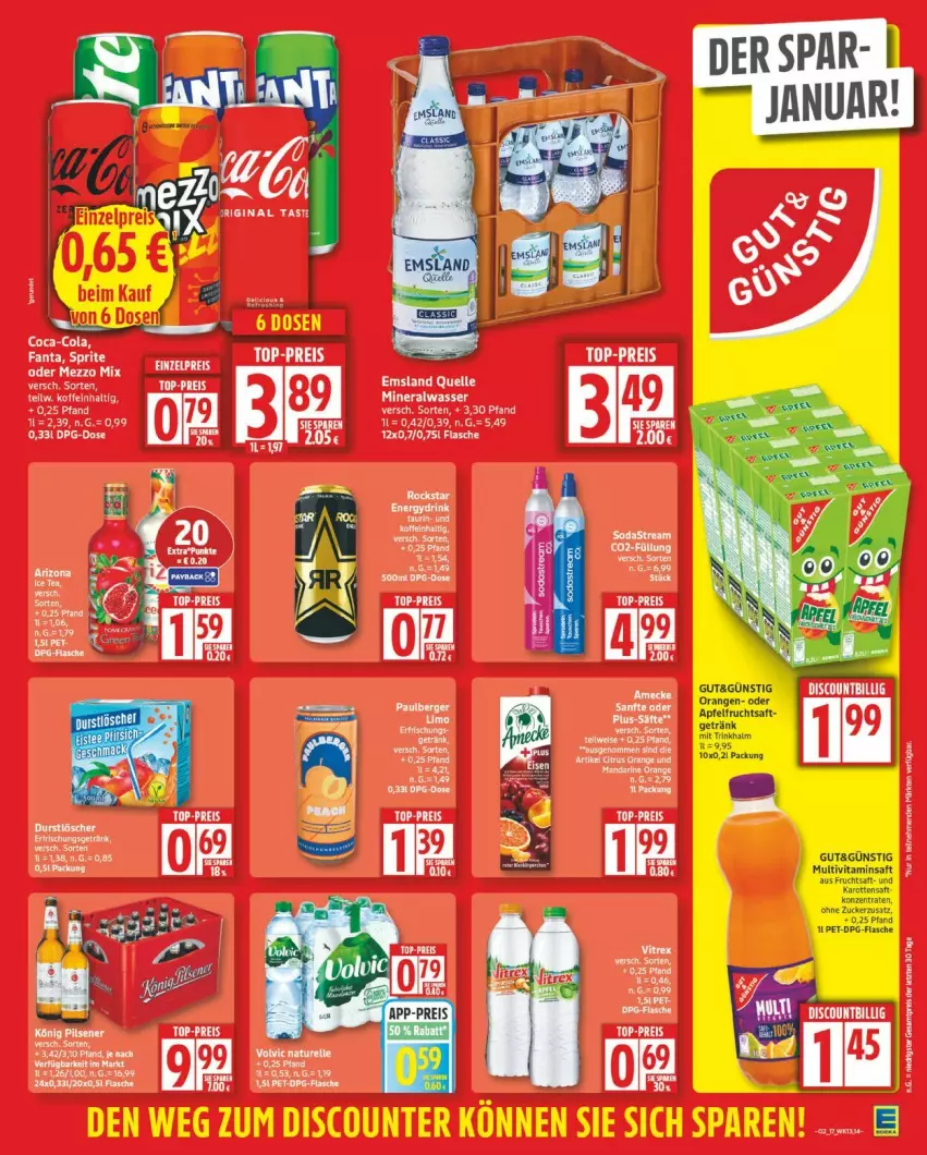 Aktueller Prospekt Edeka - Prospekte - von 05.01 bis 10.01.2026 - strona 17 - produkty: Alwa, apfel, eier, elle, flasche, frucht, fruchtsaft, getränk, Mezzo Mix, mineralwasser, Multivitaminsaft, orange, orangen, saft, Ti, vita, wasser, zucker