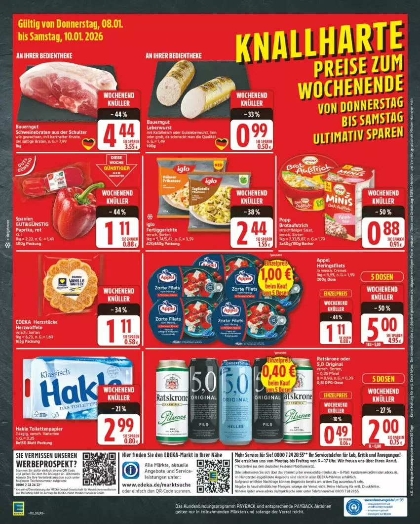 Aktueller Prospekt Edeka - Prospekte - von 05.01 bis 10.01.2026 - strona 20 - produkty: angebot, angebote, Becher, braten, deka, eier, eis, elle, fleisch, Kalbfleisch, krone, LG, mit kalbfleisch, salat, schwein, schweine, schweinebraten, tee, telefon, Ti, uhr, wein, weine, wurst