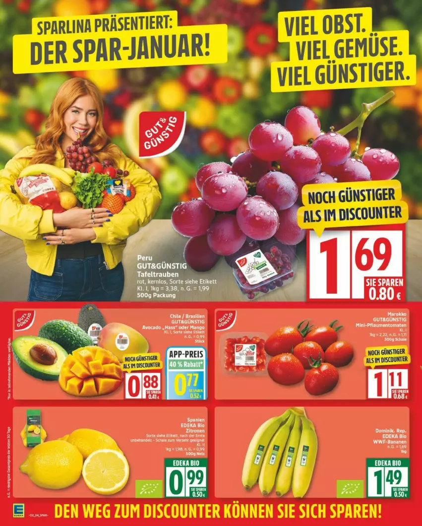 Aktueller Prospekt Edeka - Prospekte - von 05.01 bis 10.01.2026 - strona 4 - produkty: banane, bananen, bio, deka, discount, edeka bio, eis, reis, Schal, Schale, Ti