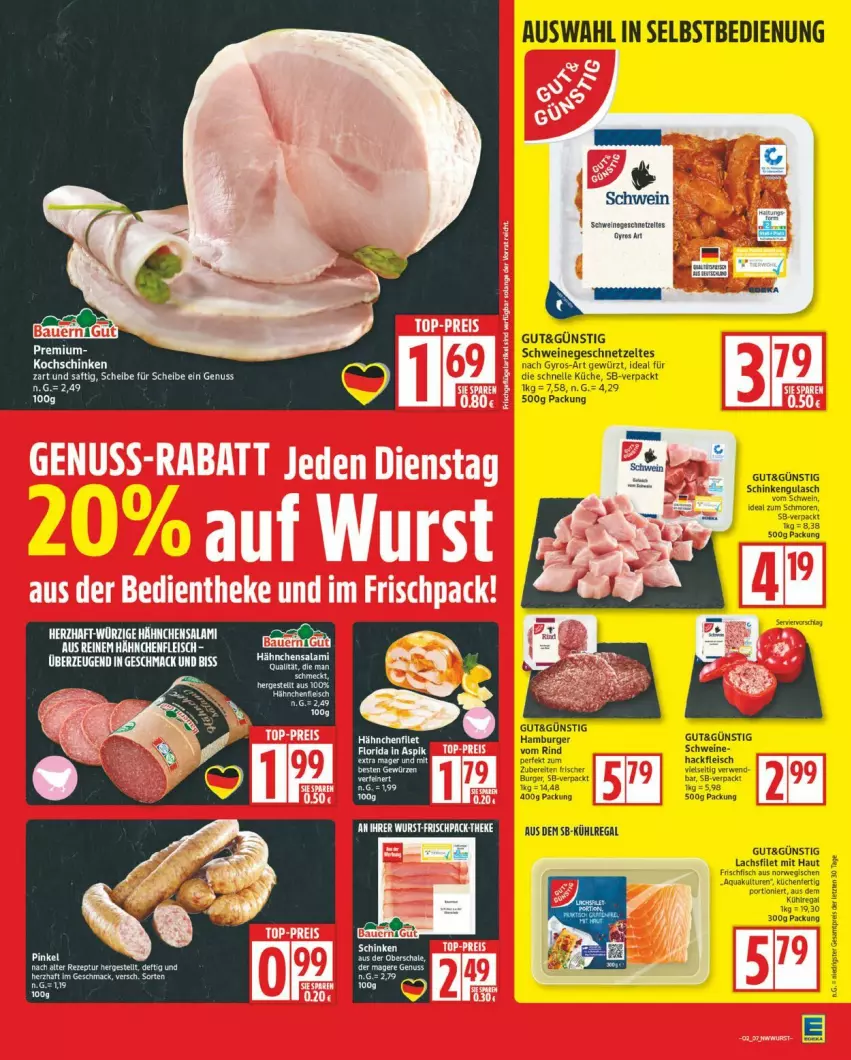 Aktueller Prospekt Edeka - Prospekte - von 05.01 bis 10.01.2026 - strona 7 - produkty: burger, eis, elle, ente, filet, fleisch, geschnetzeltes, gewürz, gulasch, gyros, hackfleisch, Hähnchenfleisch, hamburger, HP, kochschinken, küche, kühlregal, lachs, lachsfilet, mac, nuss, regal, rind, rwe, saft, schinken, schwein, schweine, Ti, wein, weine, wurst, Zelt