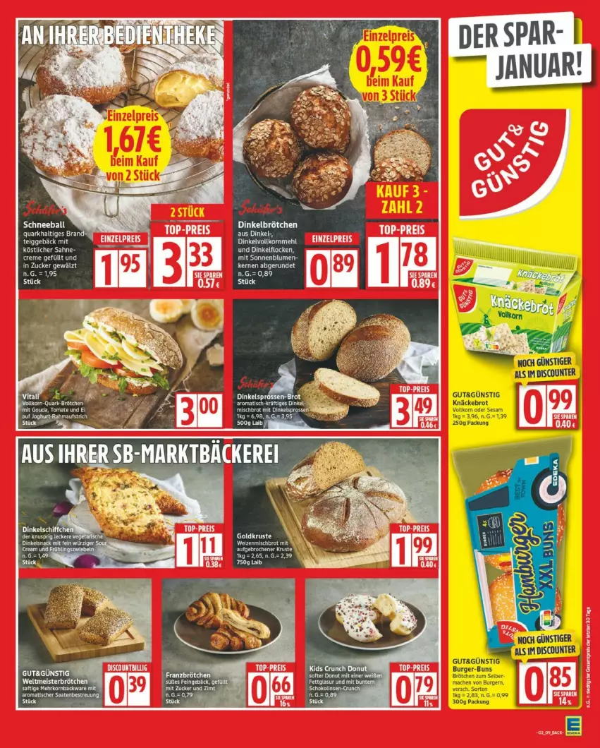 Aktueller Prospekt Edeka - Prospekte - von 05.01 bis 10.01.2026 - strona 9 - produkty: aufstrich, brot, Dinkelvollkornmehl, discount, eis, elle, ente, joghur, joghurt, korn, mehl, miele, quark, reis, Ti, top-preis