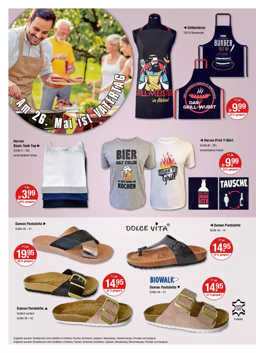 Aktueller Prospekt Vmarkt - V-Markt - von 19.05 bis 25.05.2022 - strona 20 - produkty: angebot, angebote, Bau, baumwolle, bett, fisch, fische, grill, LG, pantolette, Schürze, shirt, T-Shirt, Ti, wolle