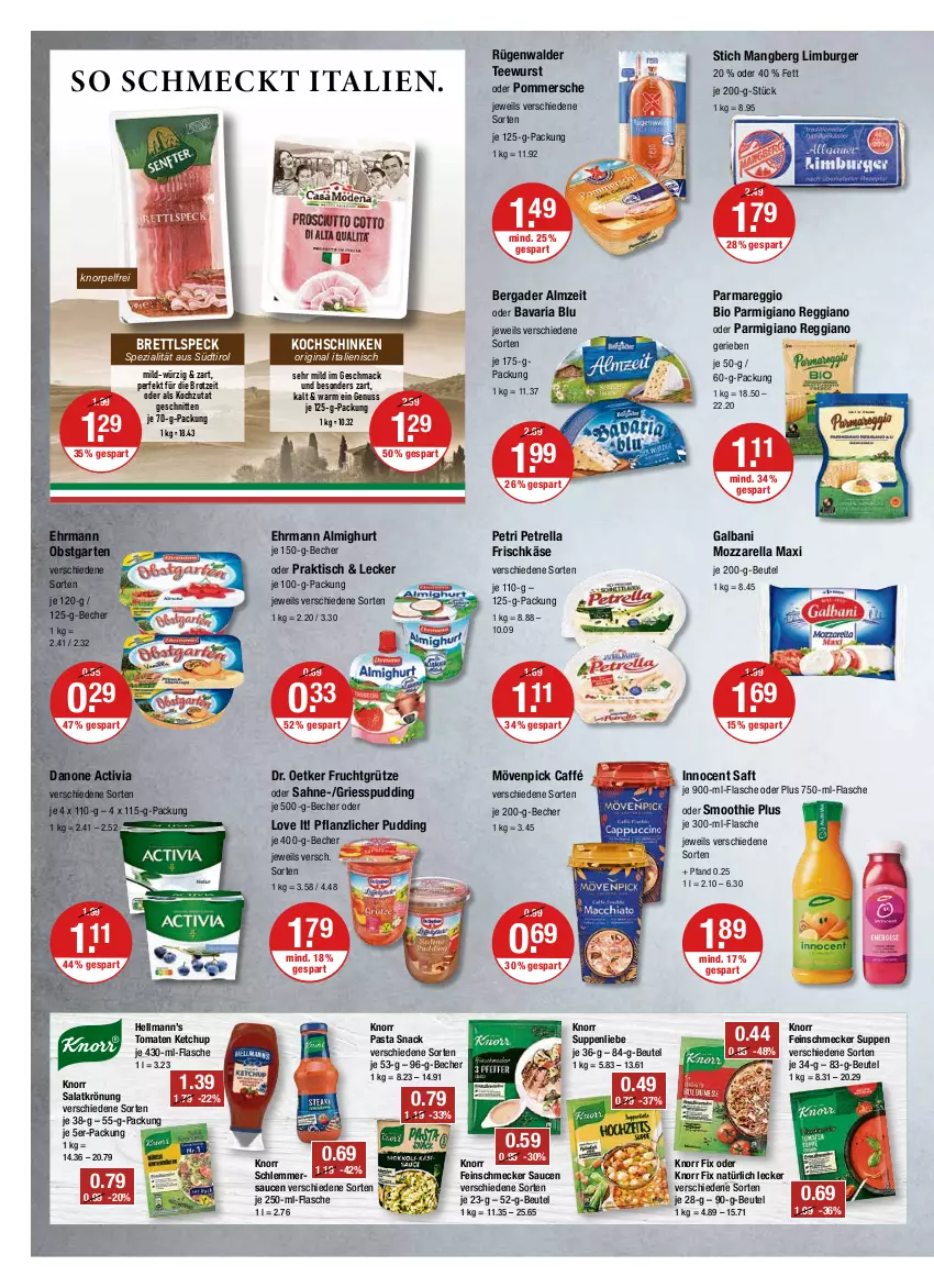 Aktueller Prospekt Vmarkt - V-Markt - von 19.05 bis 25.05.2022 - strona 6 - produkty: activia, almighur, almighurt, bavaria blu, Becher, bergader, beutel, bio, brot, burger, danone, danone activia, Dr. Oetker, ehrmann, ehrmann almighurt, feinschmecker, flasche, frischkäse, frucht, fruchtgrütze, galbani, Garten, gin, grütze, Innocent, Käse, ketchup, knorr, knorr fix, knorr pasta, kochschinken, Limburger, mac, mövenpick, mozzarella, nuss, obst, obstgarten, parmigiano, parmigiano reggiano, pasta, pasta snack, petrella, Pommersche, pudding, reggiano, rel, Ria, rügenwalder, saft, sahne, salat, salatkrönung, sauce, saucen, schinken, schnitten, smoothie, snack, Speck, Spezi, suppe, suppen, suppenliebe, tee, teewurst, Ti, tisch, tomate, tomaten, tomaten ketchup, wurst