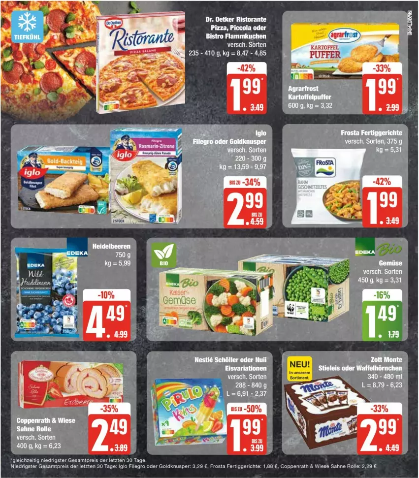 Aktueller Prospekt Edeka - Prospekte - von 18.03 bis 23.03.2024 - strona 17 - produkty: cola, coppenrath, eis, fertiggericht, fertiggerichte, filegro, frosta, iglo, pizza, reis, sahne, Ti, Wild, ZTE