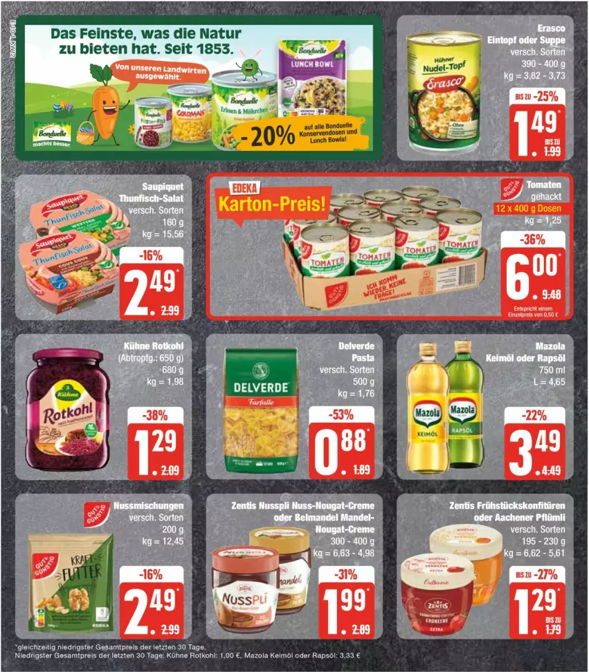 Aktueller Prospekt Edeka - Prospekte - von 18.03 bis 23.03.2024 - strona 18 - produkty: bonduelle, eis, elle, keimöl, Kühne, mazola, natur, rapsöl, reis, rotkohl, Ti, ZTE