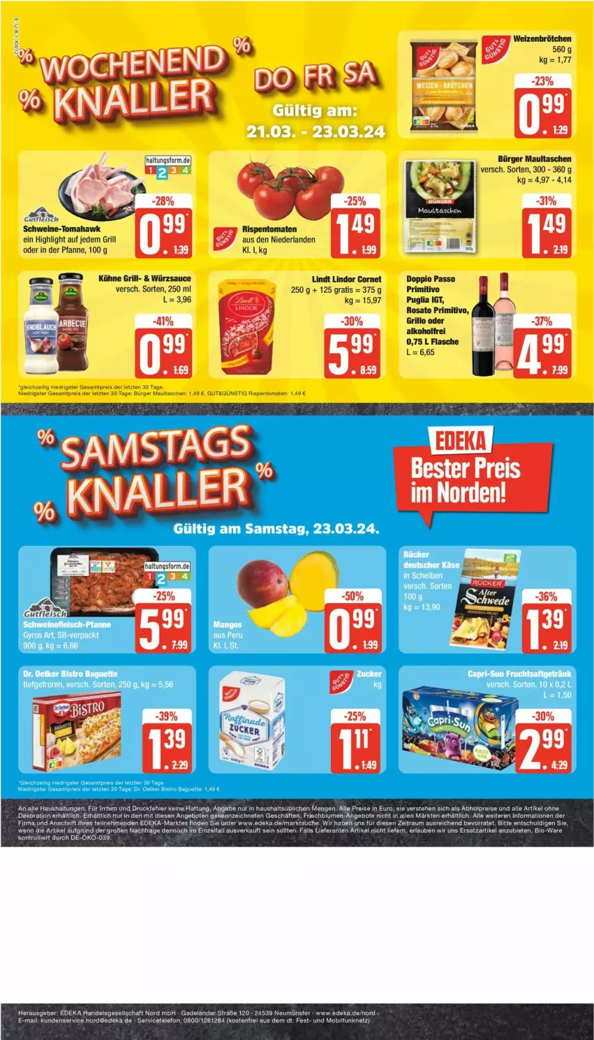 Aktueller Prospekt Edeka - Prospekte - von 18.03 bis 23.03.2024 - strona 8 - produkty: abholpreise, alle artikel ohne dekoration, angebot, angebote, bio, blume, blumen, deka, dekoration, eis, Elan, grill, Kühne, LG, lindor, lindt, maultaschen, pfanne, reis, rispentomaten, sauce, Tasche, taschen, telefon, Ti, tomate, tomaten, würzsauce, ZTE