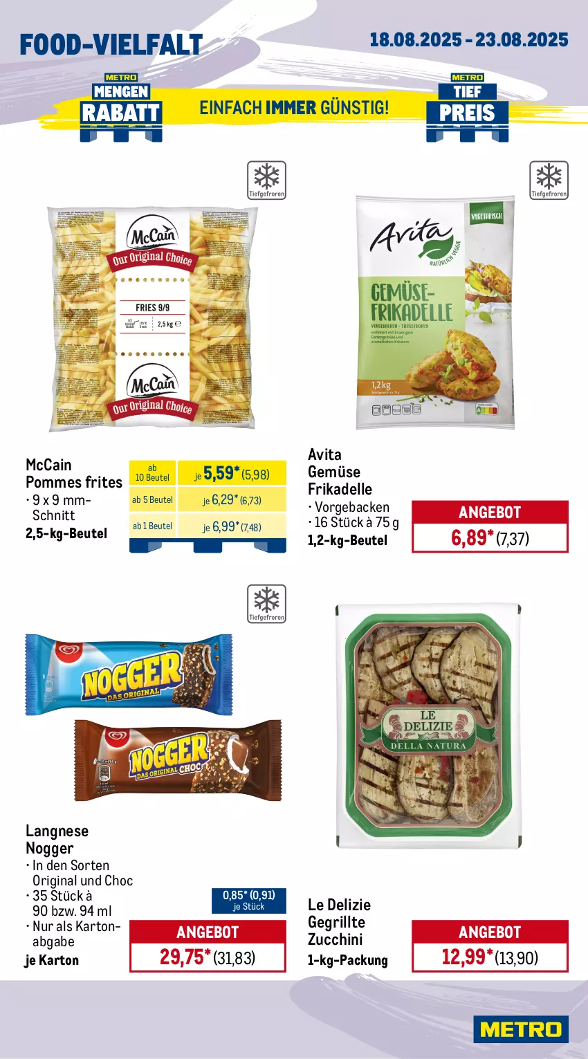 Aktueller Prospekt Metro - Wochen-Angebote Gastro - von 18.08 bis 23.08.2025 - strona 11 - produkty: angebot, beutel, bratwurst, butter, butterkäse, chorizo, dell, edamer, eis, elle, geback, gin, gouda, grill, Käse, langnese, Maasdam, maasdamer, mac, mccain, milch, milram, nogger, pommes, Pommes Frites, reis, Ti, vita, wurst, zucchini