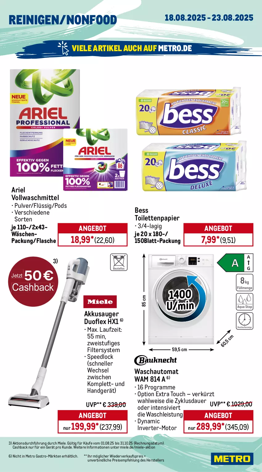 Aktueller Prospekt Metro - Wochen-Angebote Gastro - von 18.08 bis 23.08.2025 - strona 17 - produkty: akku, angebot, Apple, ariel, auer, auto, bier, brut, brut dargent, chardonnay, de blancs, eis, elle, flasche, frucht, getränk, getränke, Hefe, jack daniel, Metro, metro gastro, miele, osborne, Palette, papier, Paula, paulaner, pfirsich, Pods, reis, spee, teller, Ti, tiefpreis, toilettenpapier, veterano, vollwaschmittel, waschmittel