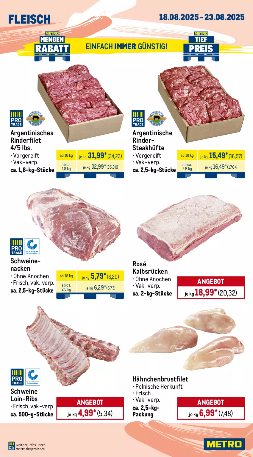 Aktueller Prospekt Metro - Wochen-Angebote Gastro - von 18.08 bis 23.08.2025 - strona 2 - produkty: angebot, aust, Brei, brustfilet, decke, Deckel, eis, entrecôte, filet, fleisch, hähnchenbrust, hähnchenbrustfilet, Kette, kotelett, lachs, lamm, lammkotelett, Metro, rind, rinder, rinderfilet, Rindersteak, Schal, Schale, schnitten, schwein, schweine, schweinefilet, Schweinelachs, schweinenacken, steak, steakhüfte, Ti, wein, weine