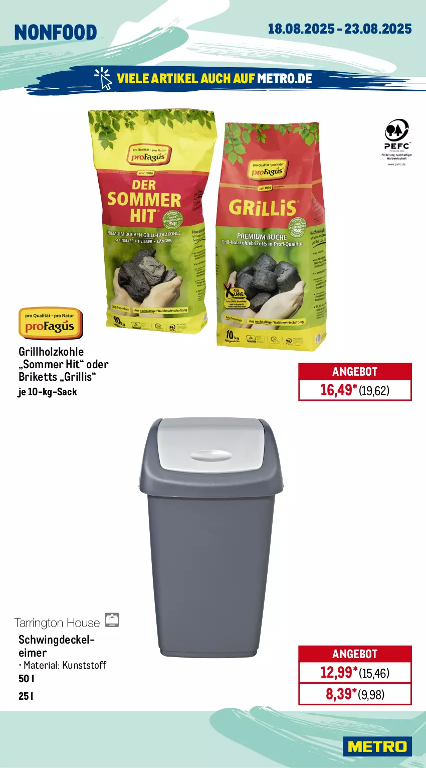 Aktueller Prospekt Metro - Wochen-Angebote Gastro - von 18.08 bis 23.08.2025 - strona 20 - produkty: angebot, briketts, decke, Deckel, eimer, grill, grillholzkohle, Holz, holzkohle, leimer, Metro, Ria, sac, Ti