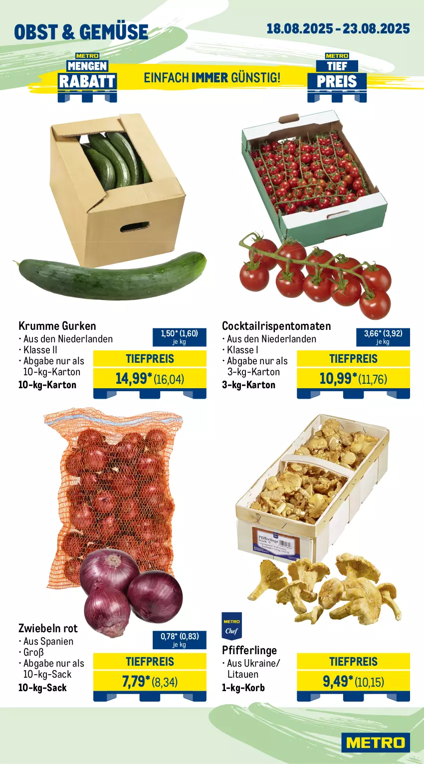 Aktueller Prospekt Metro - Wochen-Angebote Gastro - von 18.08 bis 23.08.2025 - strona 8 - produkty: Behälter, brot, cocktail, eimer, eis, gurke, gurken, korb, latte, mac, milch, mozzarella, obst, Pfifferlinge, quark, reis, rel, rispentomaten, rum, sac, sahne, schlagsahne, speisequark, Ti, tiefpreis, tomate, tomaten, zwiebel, zwiebeln