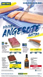 Gazetka promocyjna Metro - Wochen-Angebote Gastro - Gazetka - ważna od 23.08 do 23.08.2025 - strona 1 - produkty: abholpreise, angebot, angebote, Apple, aqua, cocktail, eis, filet, flasche, ilag, jack daniel, lachs, lachsfilet, Metro, Rauch, reis, rind, rinder, rinderfilet, rispentomaten, rwe, Ti, tiefpreis, tomate, tomaten