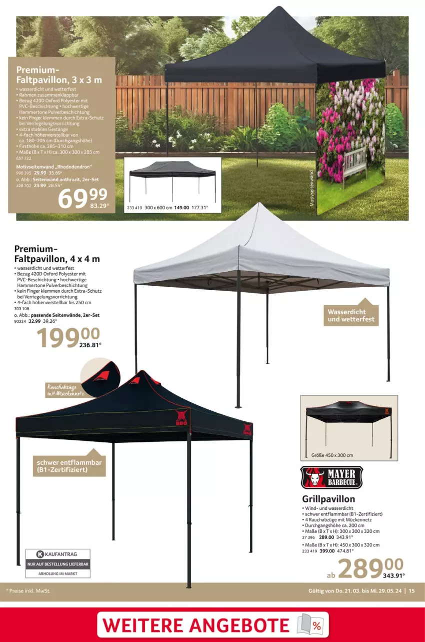 Aktueller Prospekt Selgros - Outdoor-Katalog - von 21.03 bis 29.05.2024 - strona 15 - produkty: Faltpavillon, grill, Grillpavillon, lamm, pavillon, Rauch, riegel, Ti, wasser