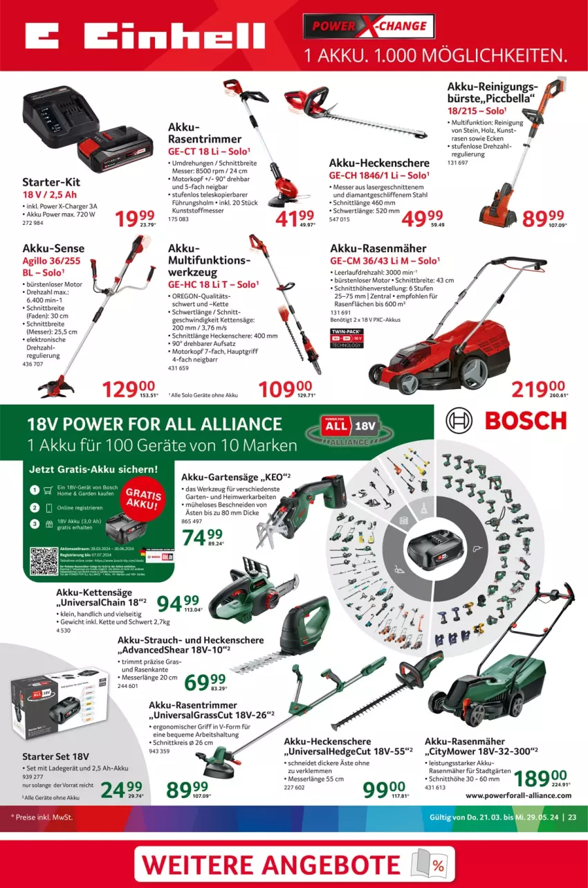 Aktueller Prospekt Selgros - Outdoor-Katalog - von 21.03 bis 29.05.2024 - strona 23 - produkty: akku, Akku-Gartensäge, akku-heckenschere, akku-rasenmäher, Akku-Sense, Brei, bürste, bürsten, eis, Elektro, Garten, heckenschere, Holz, Kette, ladegerät, LG, messer, rasen, rasenmäher, rasentrimmer, Rauch, Reinigung, reis, rel, säge, Schere, schnitten, senf, Teleskop, Ti, werkzeug