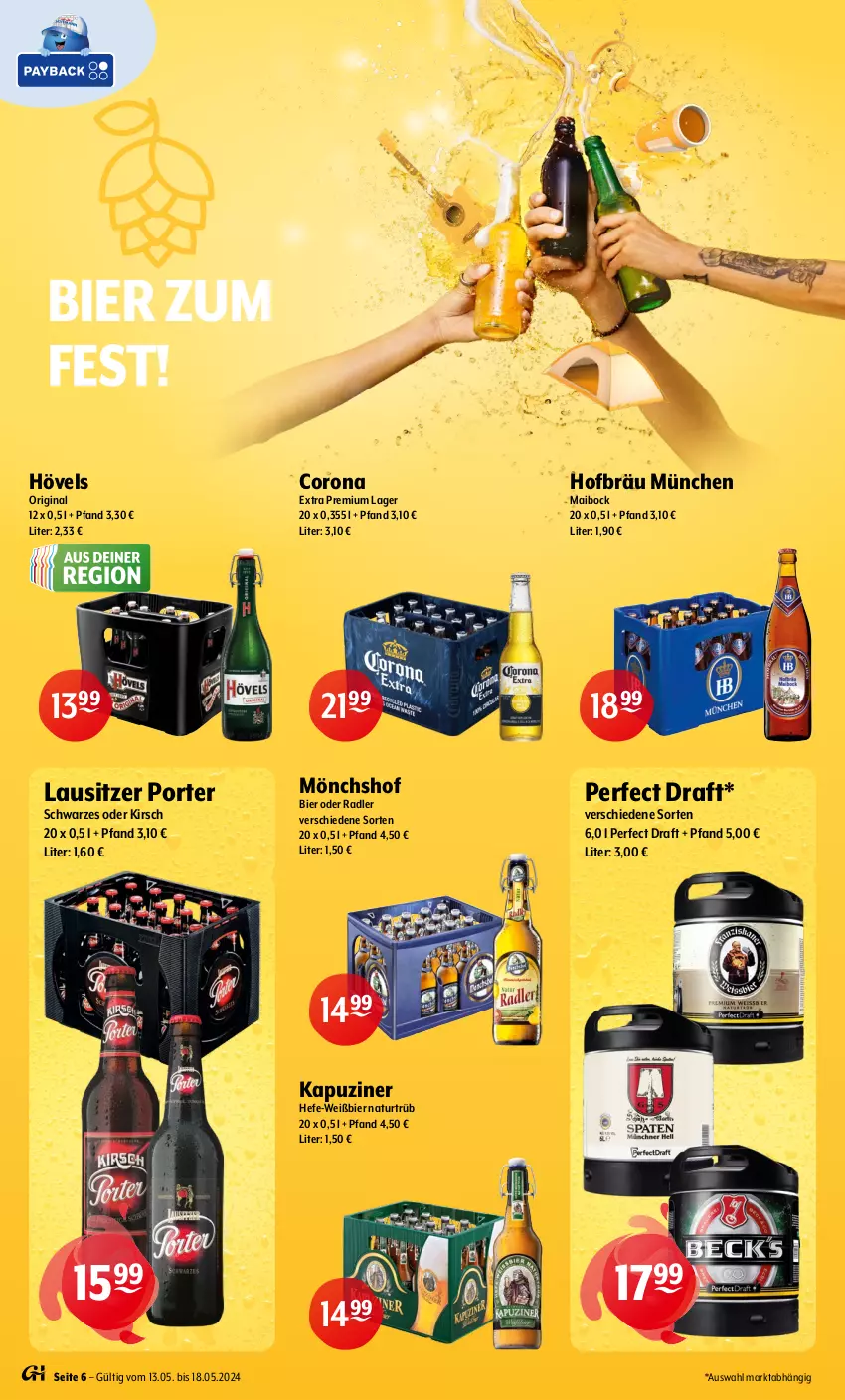 Aktueller Prospekt Getraenke Hoffmann - Prospekte - von 13.05 bis 18.05.2024 - strona 6 - produkty: bier, corona, corona extra, gin, Hefe, kirsch, mönchshof, natur, oder radler, radler, Ti