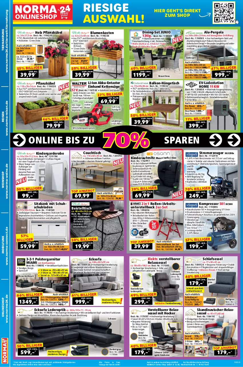 Aktueller Prospekt Norma - Norma - von 27.02 bis 16.03.2025 - strona 2 - produkty: akku, angebot, arla, auto, Bank, batterie, Bau, beistelltisch, bett, blume, blumen, braun, Brei, Couch, couchtisch, eis, elle, fernbedienung, Finish, Garderobe, garnitur, herta, hocker, Holz, Kette, Kinder, Kinderautositz, Kinderspiel, kissen, kleid, Kleidung, kompressor, kopfstütze, kraft, latte, leine, LG, massivholz, messer, Mode, ndk, regal, reis, rel, relaxsessel, Ria, rückenlehne, rwe, säge, schubladen, sessel, sitzkissen, Sofa, spiegel, spielzeug, Stromerzeuger, stuhl, Ti, tiernahrung, tisch, wein, weine, weinshop, werkzeug