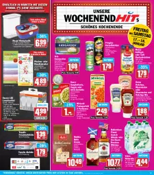 Gazetka promocyjna Hit - Wochenprospekt - Gazetka - ważna od 18.01 do 18.01.2025 - strona 19 - produkty: arla, asti, ball, beispielabbildung, bella crema, Birnen, bourbon, bourbon whiskey, chips, eis, elle, flasche, frischhaltefolie, Geflügel, heinz, jim beam, kartoffel, kartoffelchips, kerze, ketchup, knorr, leuchtmittel, mayonnaise, meica, melitta, Mirácoli, natur, ndk, Osram, pasta, Pastagericht, pringles, Rauch, reis, rel, Ria, ring, saft, salz, scotch, scotch whisky, Ti, Tiere, toppits, veggie, volvic, Wandkalender, whiskey, whisky, würstchen, Yo, ZTE