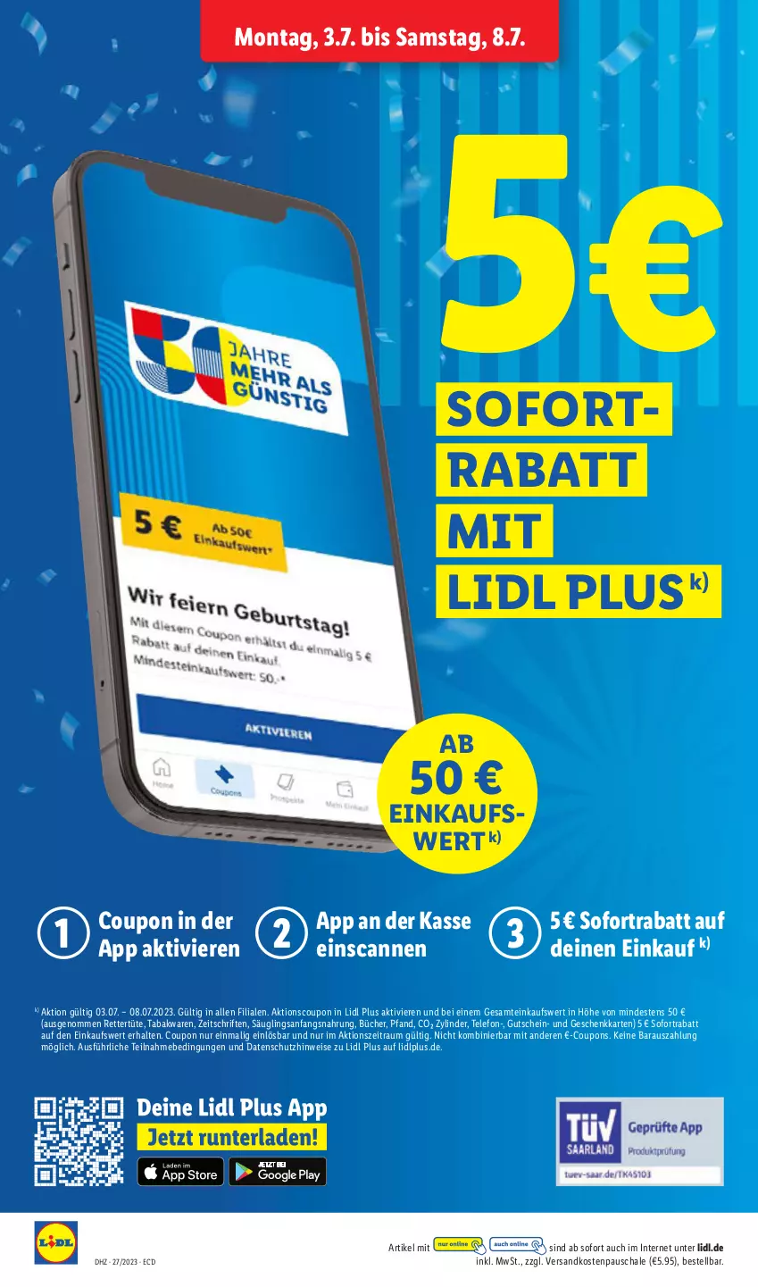 Aktueller Prospekt Lidl - Aktionsprospekt - von 03.07 bis 08.07.2023 - strona 14 - produkty: coupon, coupons, eis, gutschein, ndk, Schal, Schale, sofortrabatt, telefon, Ti, Tüte