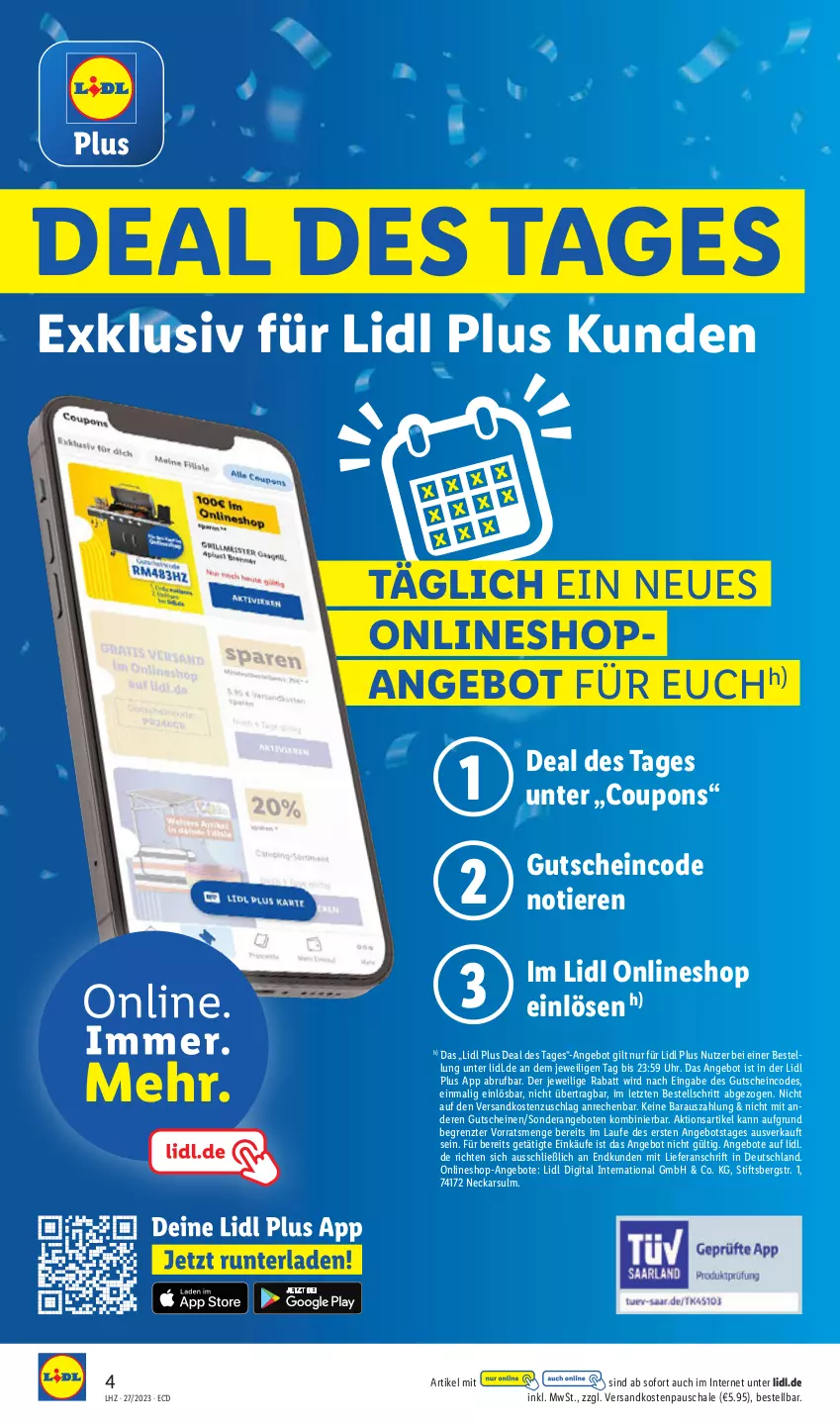 Aktueller Prospekt Lidl - Aktionsprospekt - von 03.07 bis 08.07.2023 - strona 4 - produkty: angebot, angebote, coupon, coupons, gutschein, gutscheine, ndk, Schal, Schale, Ti, Tiere, uhr, ZTE