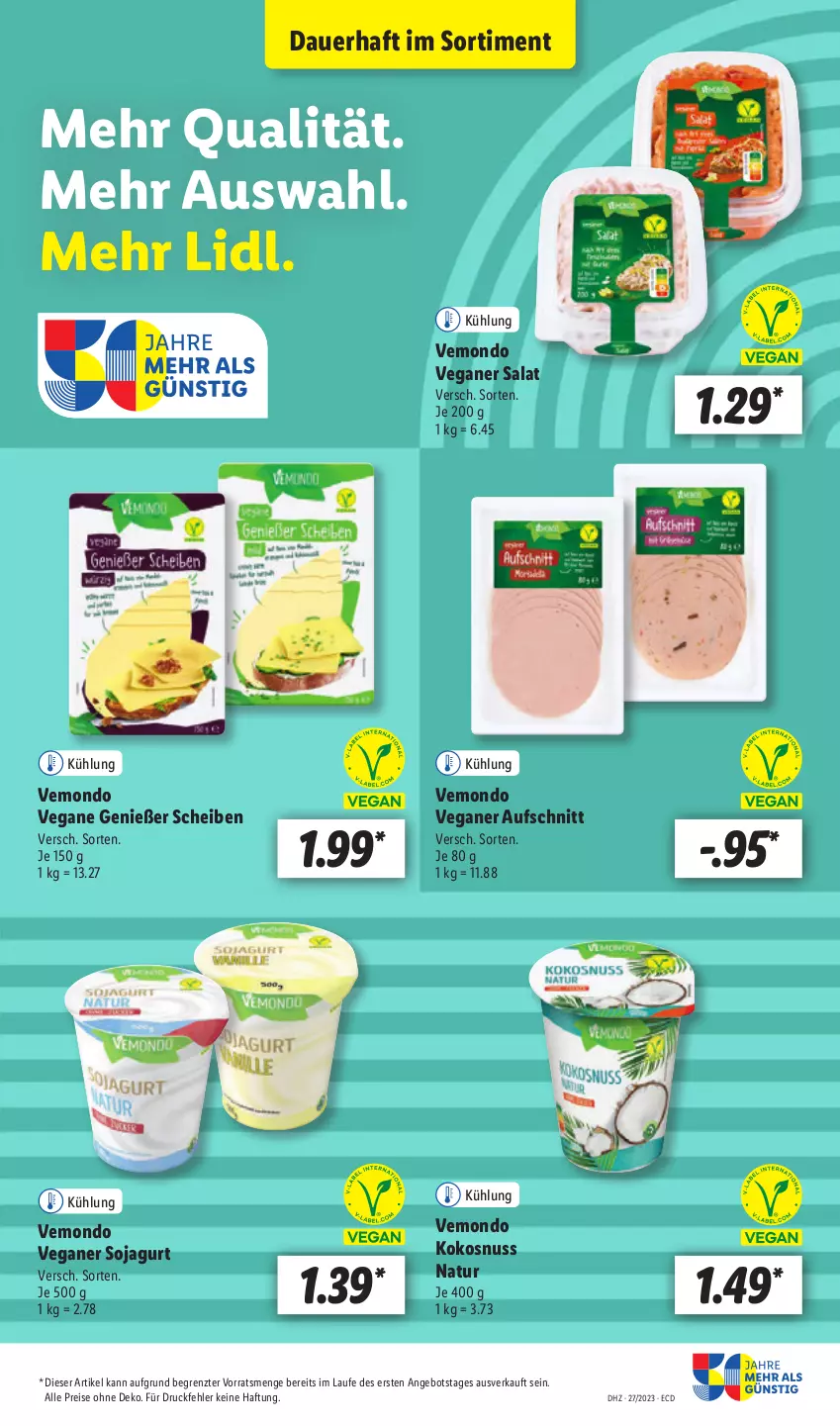 Aktueller Prospekt Lidl - Aktionsprospekt - von 03.07 bis 08.07.2023 - strona 51 - produkty: angebot, auer, aufschnitt, eis, kokos, kokosnuss, natur, nuss, reis, salat, soja, Ti, ZTE